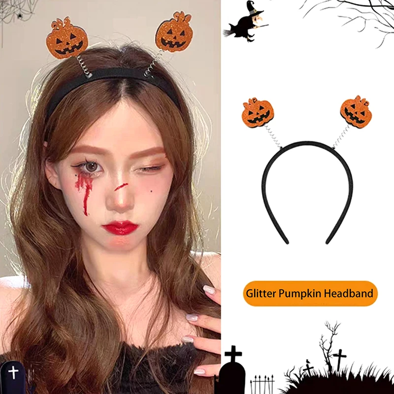 Halloween Dress Up Cos Funny Headband Evil Pumpkin Ghost Hair Hoop For Women Performance Photo Props Skull Witch Hat Headwear