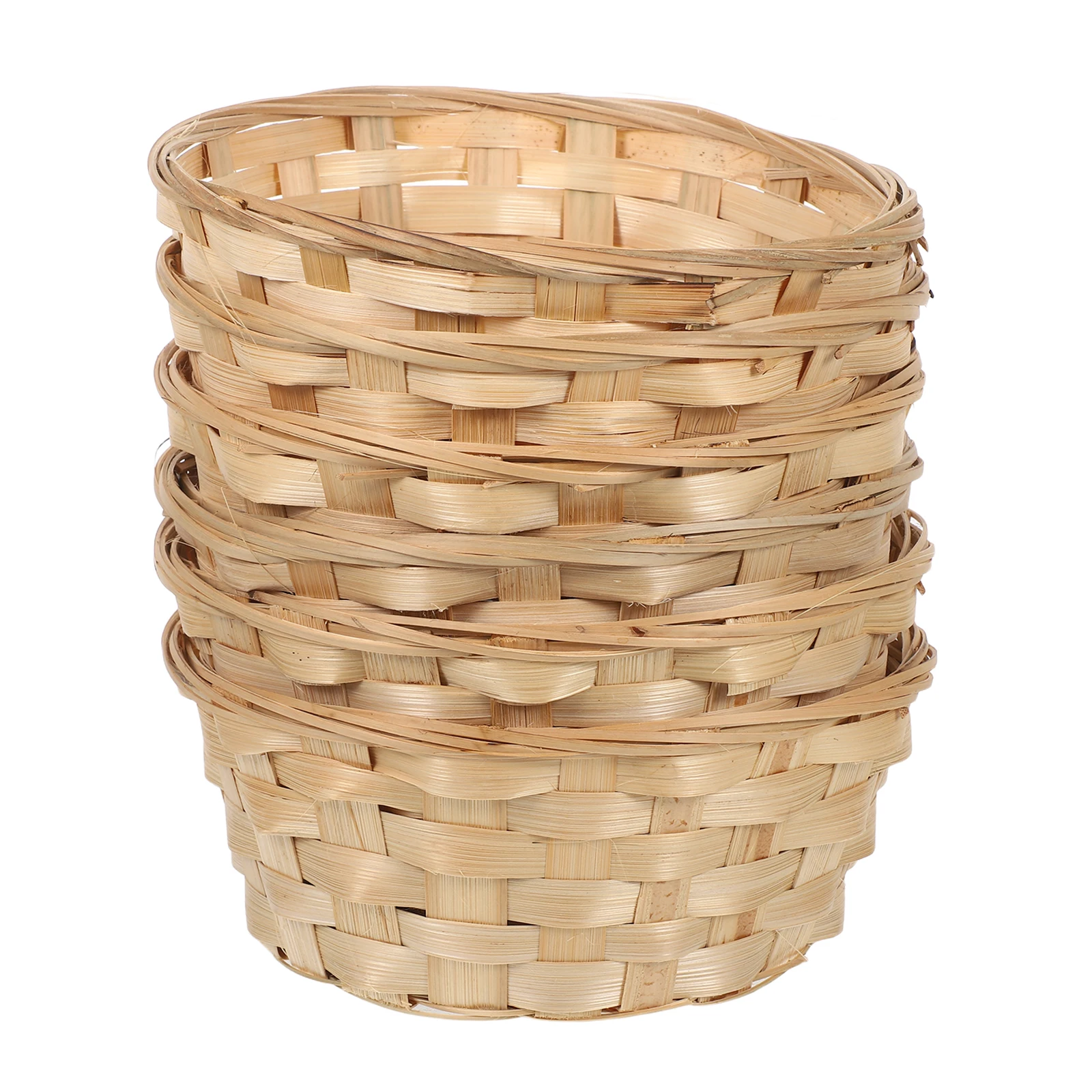 

6Pcs Hand Woven Bamboo Fruit Basket Round Serving Tray for Bread Fruit Vegetable Sundries Countertop Tabletop Decor Easy
