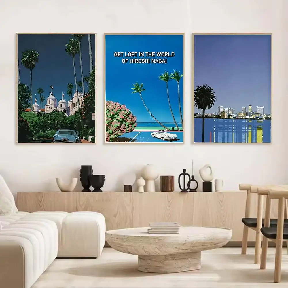 Artist H-Hiroshi N-Nagai Painting Calligraphy Stylish Canvas Poster Wall Art for Living Room Bedroom Cafe Office Decor Gift