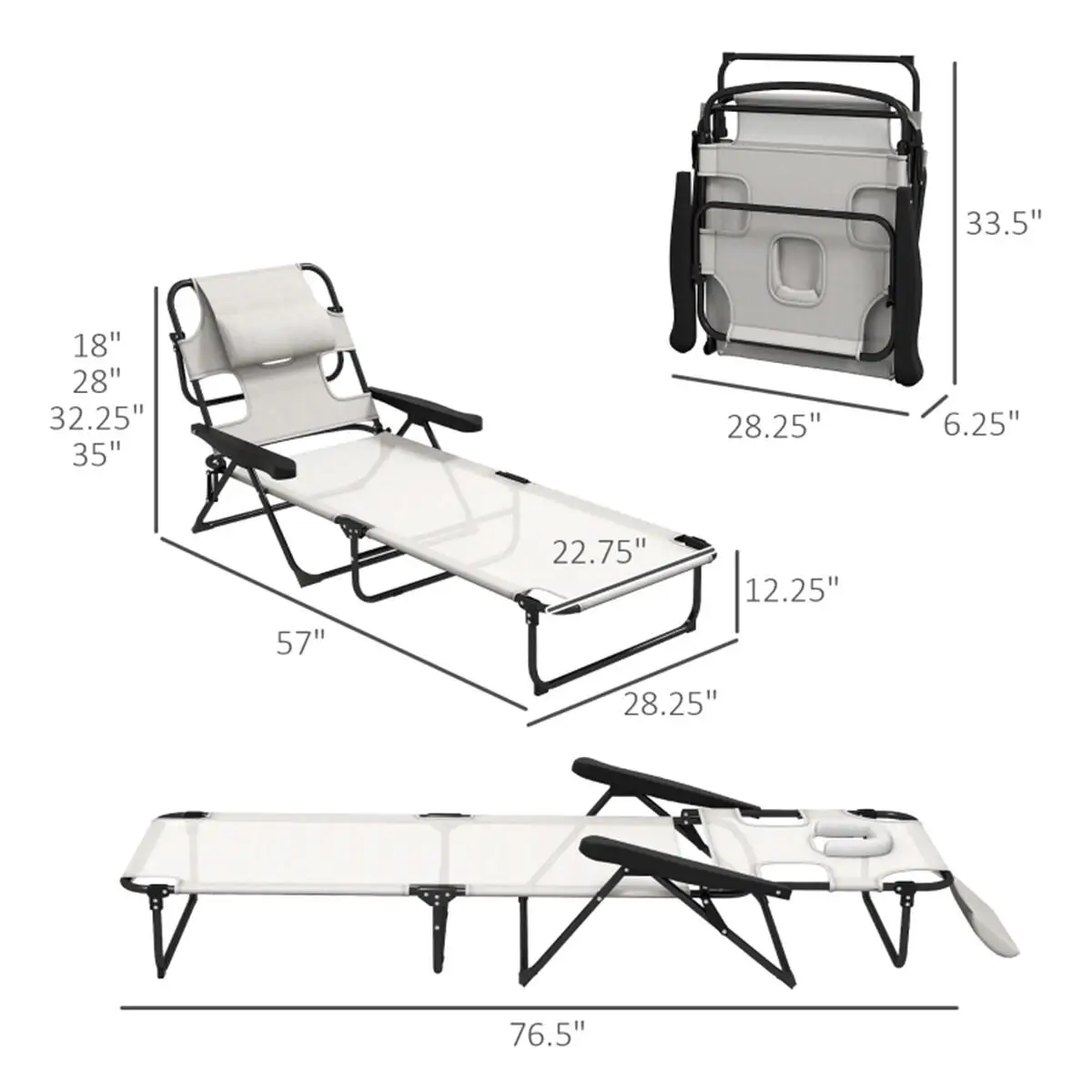 Draagbare opvouwbare loungestoelen voor strand- en buitengebruik - Lichtgewicht en compact ontwerp