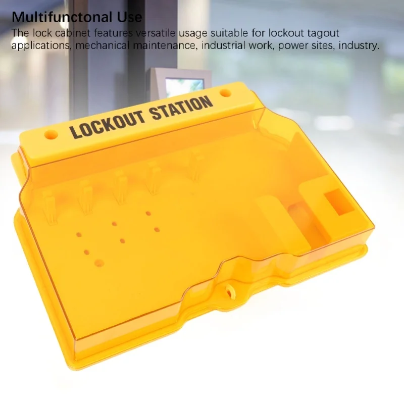 Lockout Tagout Station PC Wall Mount Lock Out Tag Out Kit Board With Wall Plugs Screws For Industry Yellow