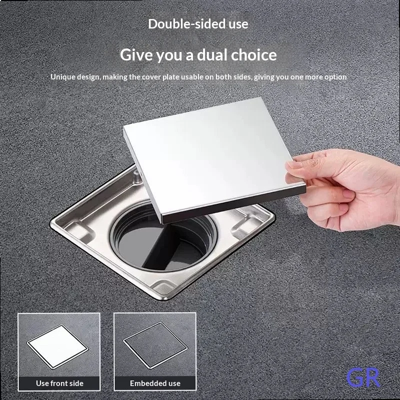 Stainless Steel Hidden Floor Drain Tile Insert Square Anti Odor Insect Bathroom