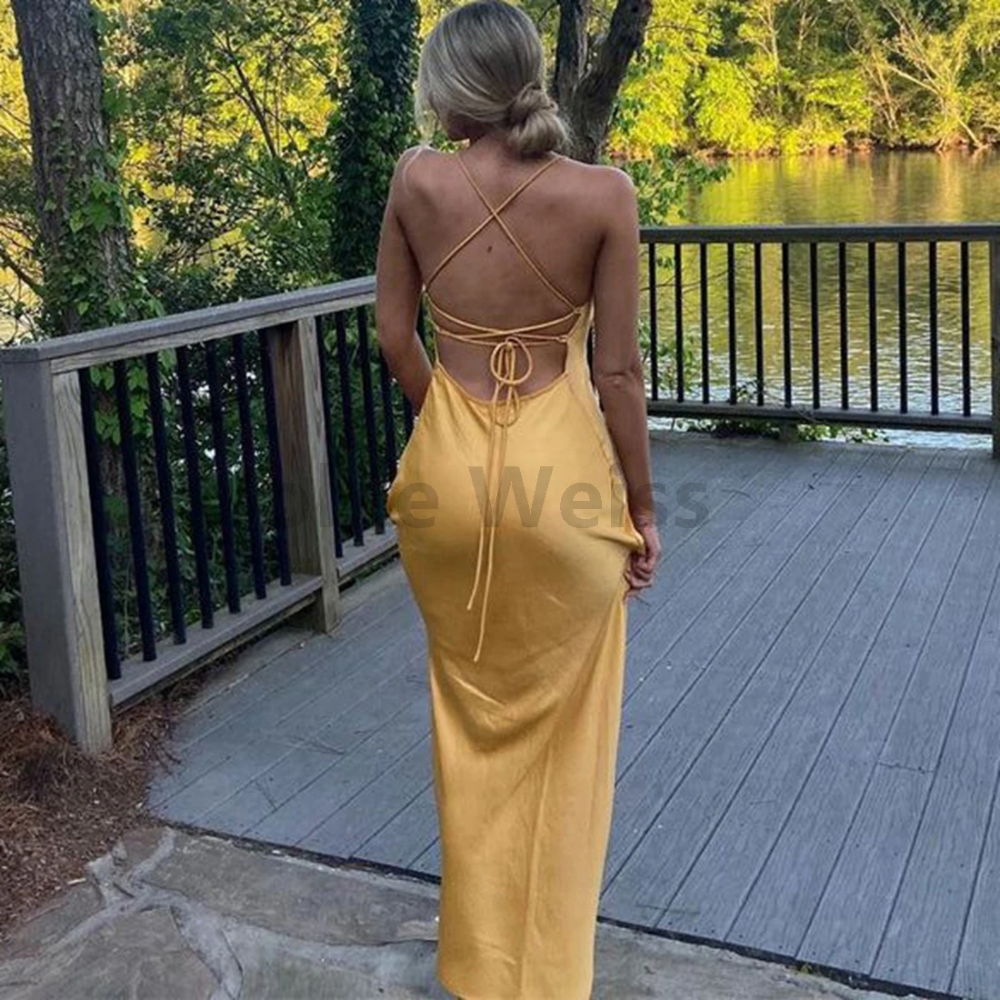 Sexy Satin Mermaid Evening Dress Elegant Floor Length Prom Gown Customize