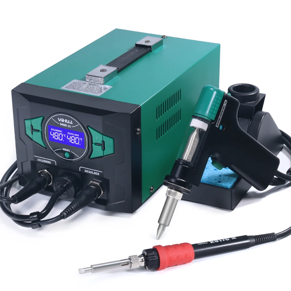 YIHUA 948D III Soldering Iron Desoldering Station Kit 3-in-1 Digital Soldering Station with Vacuum Solder Sucker
