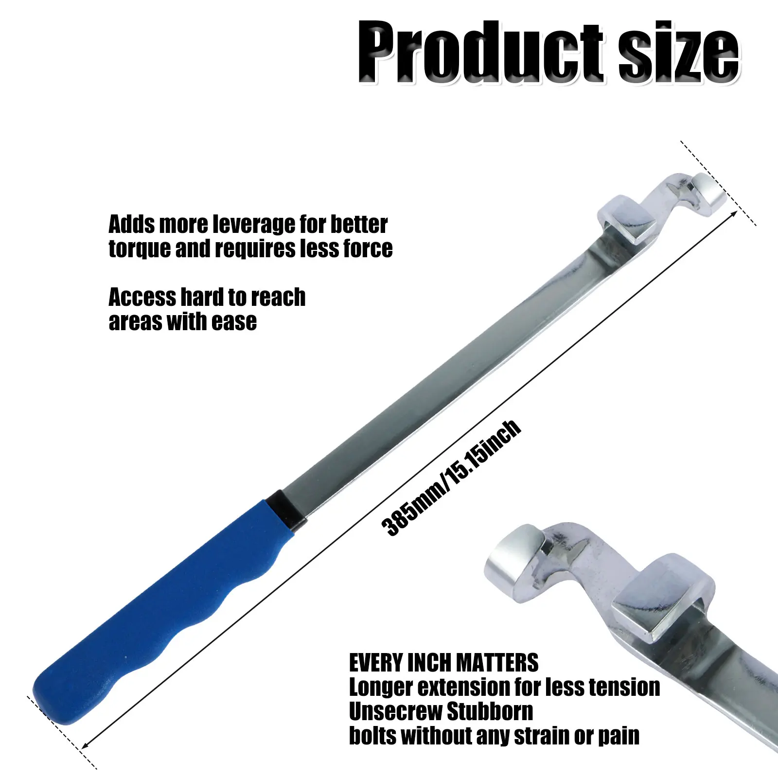 Wrench Extender Tool Bar 15inch Long Universal Torque Adaptor Wrench Extension Torque Amplifier Tool Spanner Extender Tool