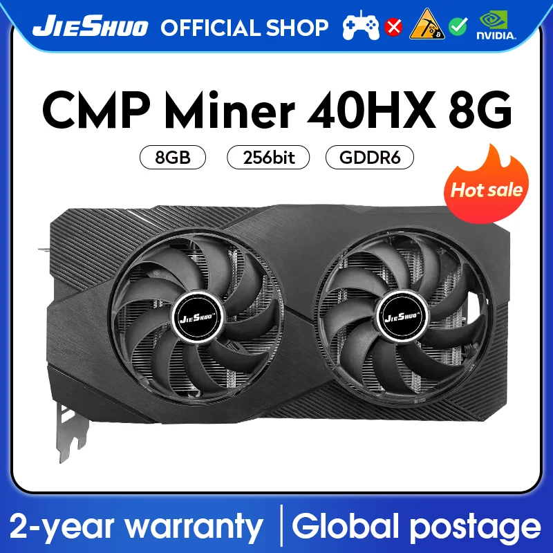 Jieshuo cmp 40hx 8g専用マイニンググラフィックカードgpu 256ビットgddr6 nvidia cmp40hx 8gbマイニングカードシリーズetc rvn