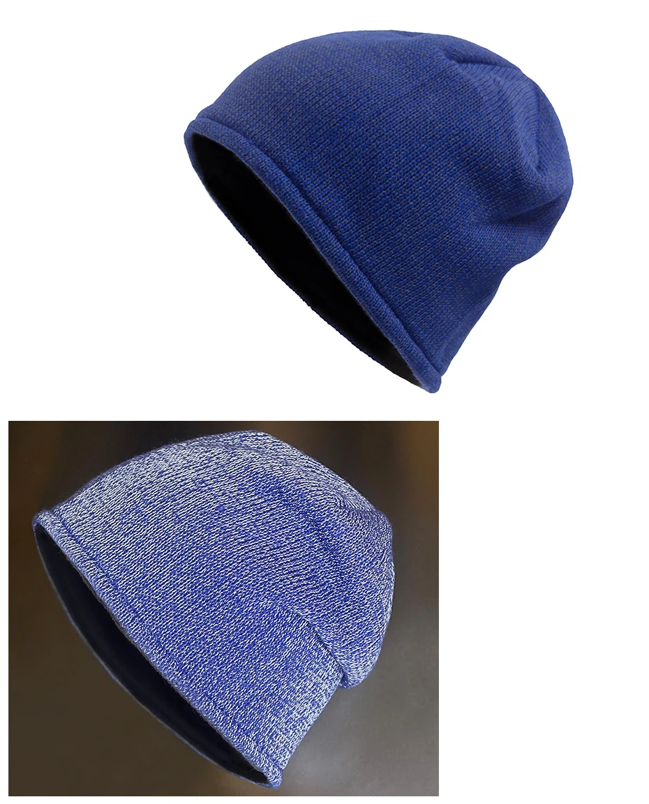 Neue Modische Nachtreflektierende Mütze Herbst Winter Beanies für Männer und Frauen Sport Outdoor Fleece-Gefütterte Strickmützen Warme Kappe Unisex – Detail 7