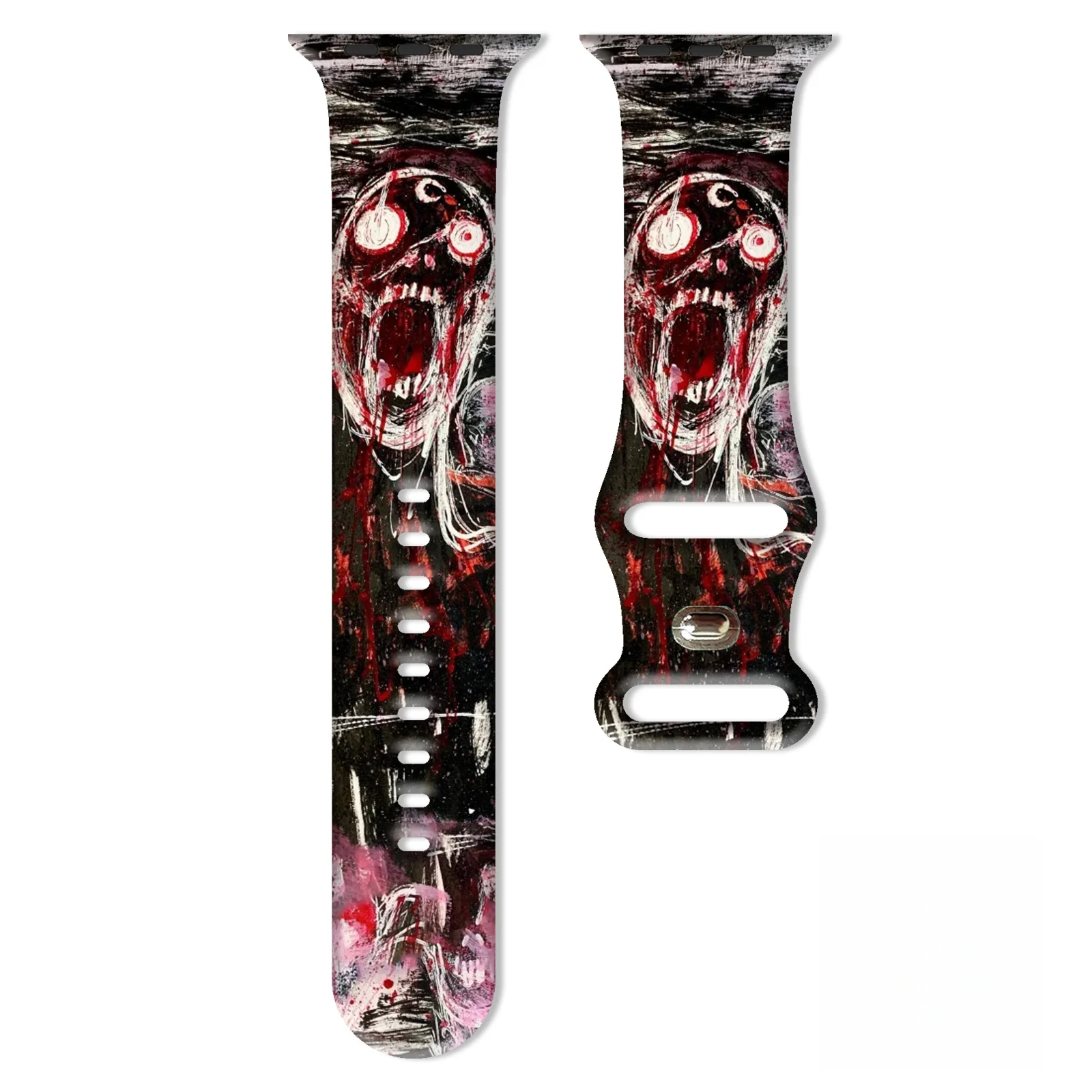 

Skull Series Printed Strap for Apple Watch 10 9 8 Silicone Band Replaceable Bracelet for iWatch 46mm 44mm 42mm 41mm Watchband