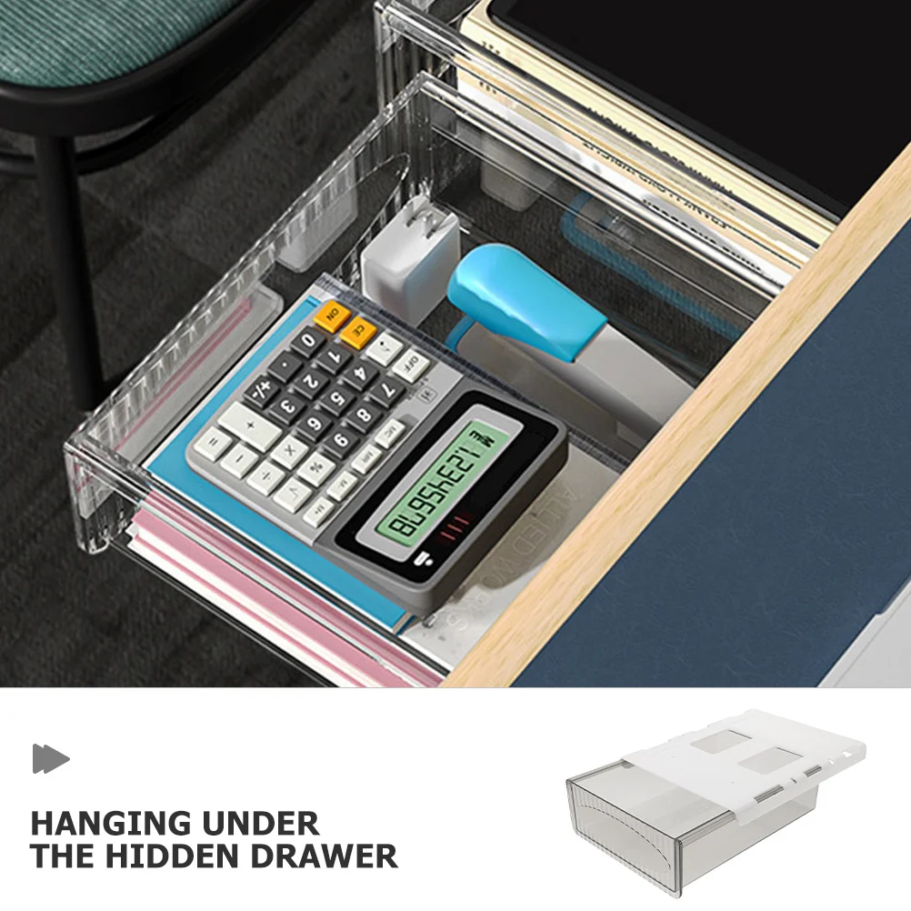 

Under Desk Drawer Organizer Hidden Storage Box For Office Home Desktop Large Capacity Plastic Shelf Stationery Supplies