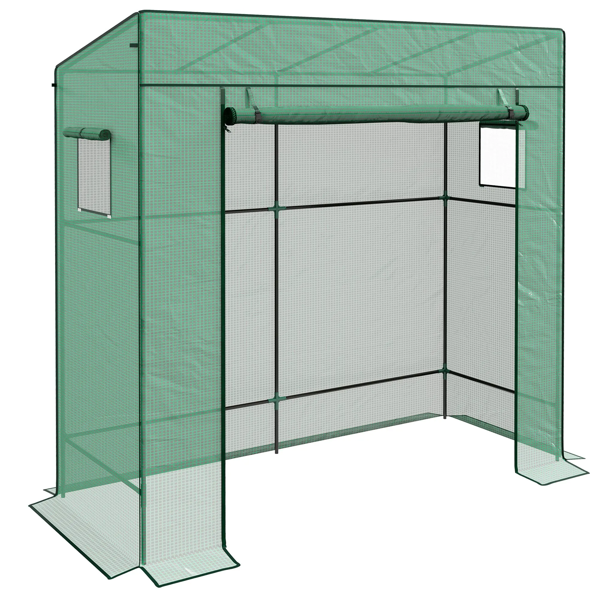 Small greenhouse Outsunny with mesh windows 196x77x197 cm Green