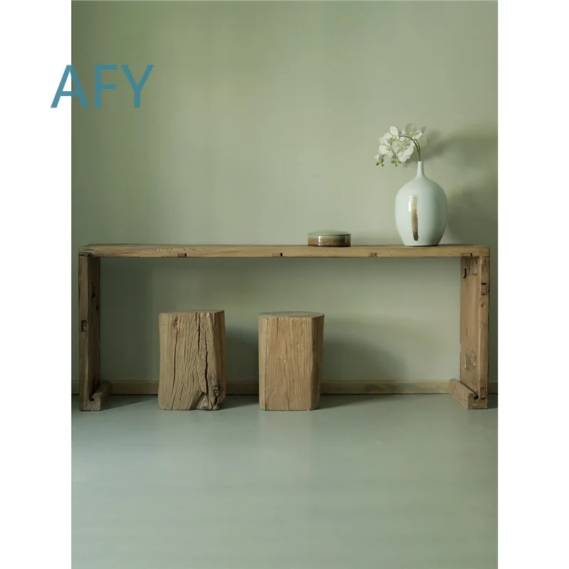 Rustic Antique Elm Wood Console Table for Modern Chinese Style Home Decor Living Room Entryway Bar Counter Worship Altar