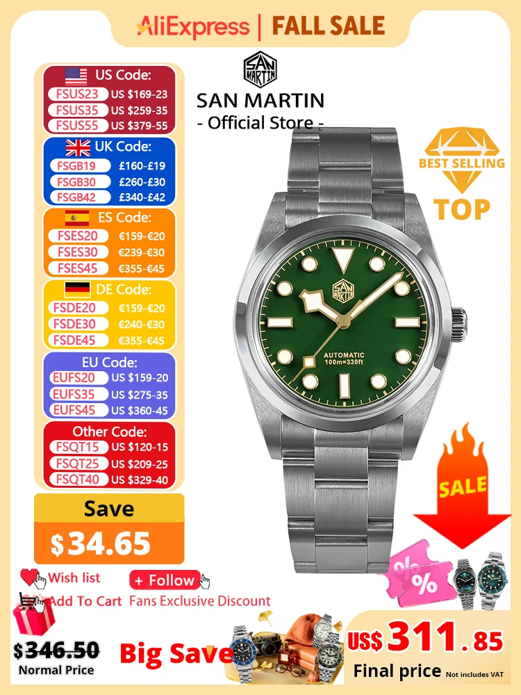 Rolex Watch Submariner - San Martin Vintage 36mm BB36 Explore