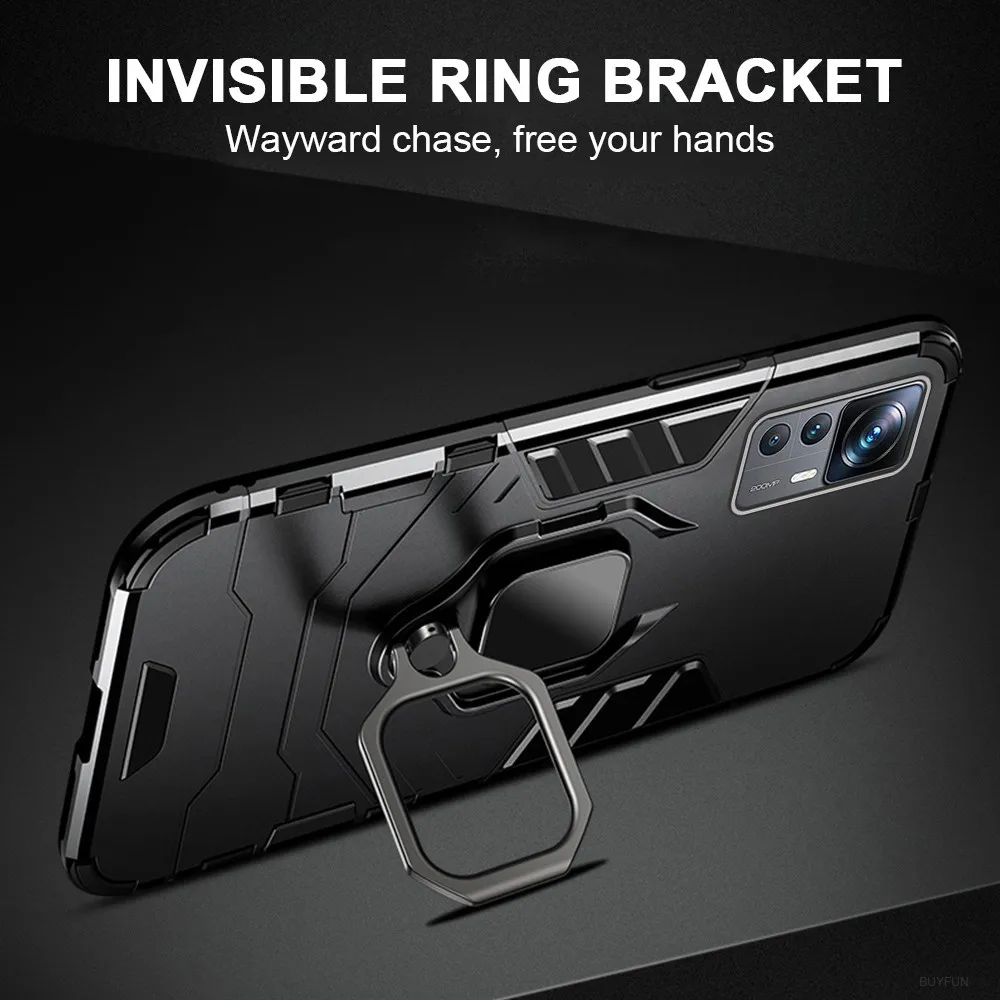 For Xiaomi 12T Pro Case Car Magnetic Ring Stand Armor Phone Cover Xiami Xiomi Mi 12 T T12 Mi12T 12TPro 5G Hard Shockproof Fundas