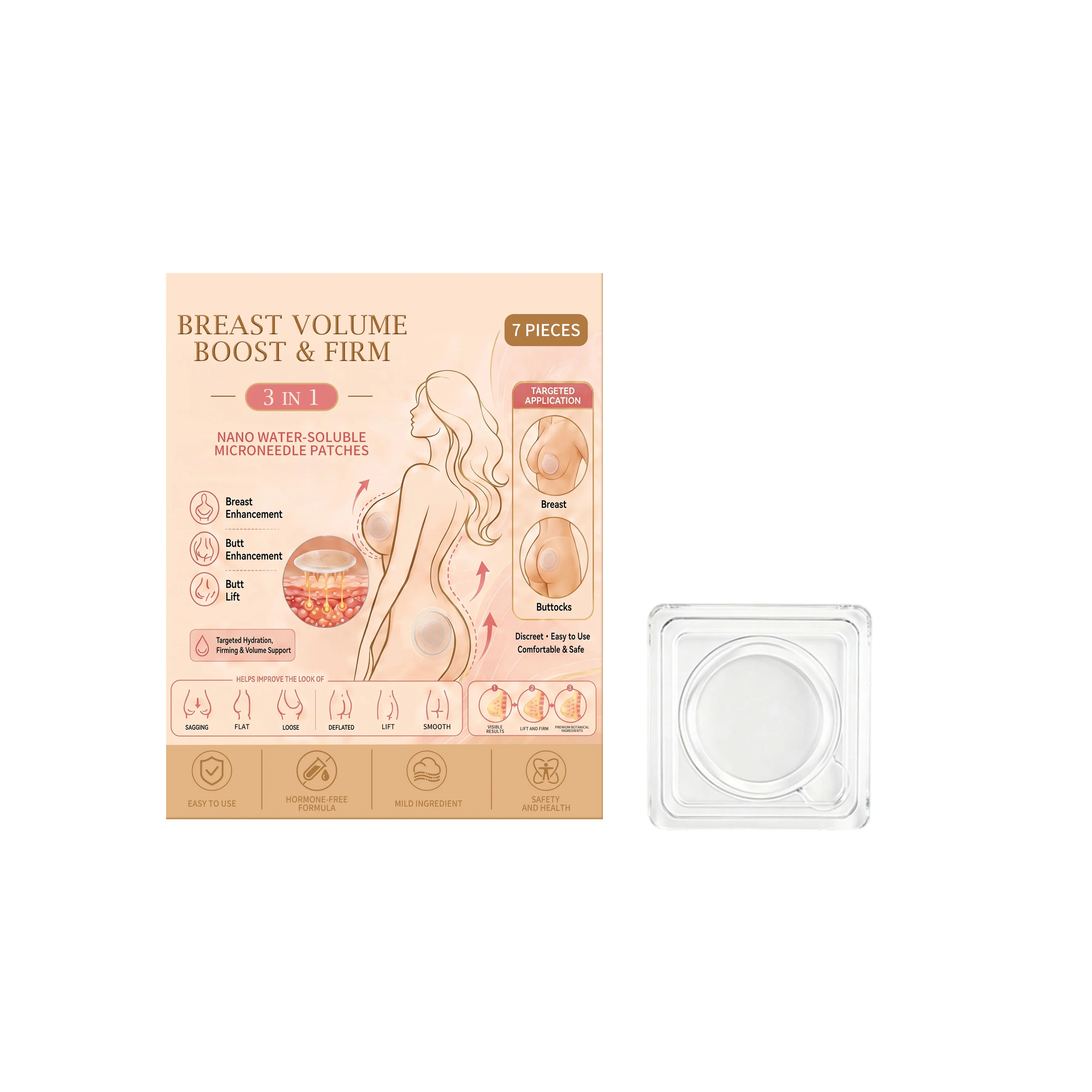 Breast Enlargement Patch Micro-Needle Multipurpose Lifting Plumping Chest Buttock Size Up Tighten Loose Skin Chest Firming Patch