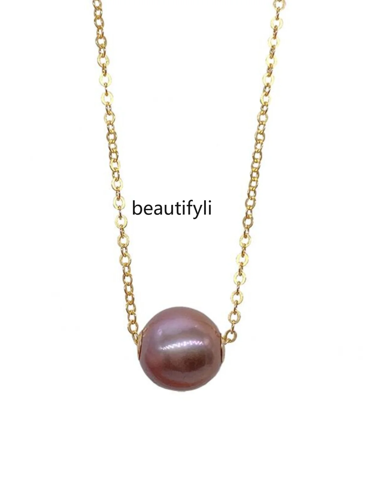 Grape purple single, perfectly round natural freshwater pearl necklace, premium versatile collarbone chain