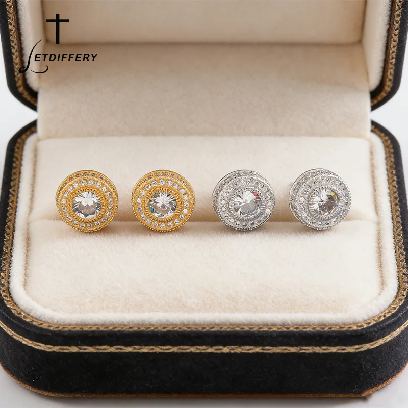 Letdiffery Round Zircon Stone Stud Earrings for Women Minimalist Earrings Accessories Fashion Jewelry