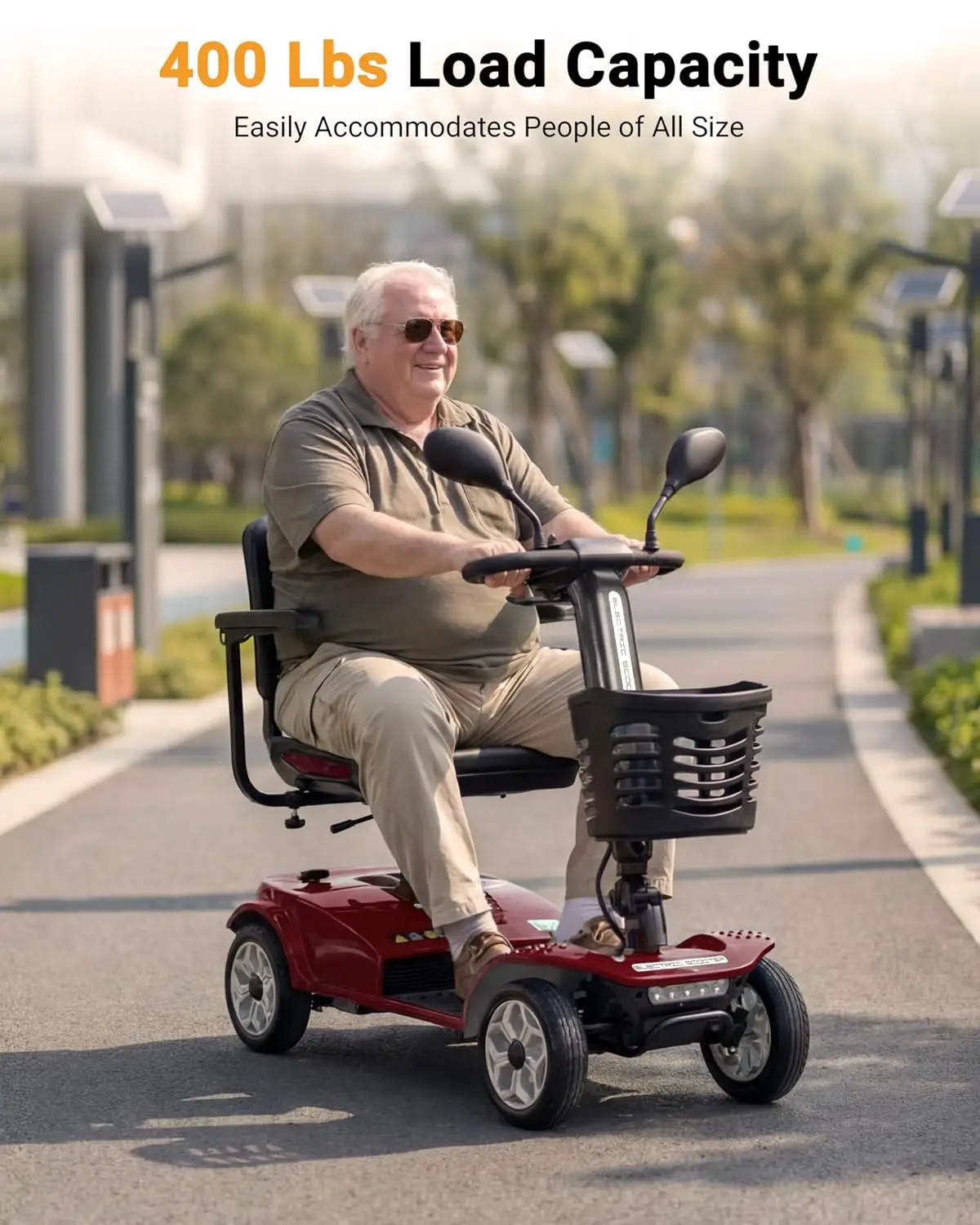 4 Wheel Mobility Scooter 400 LB Capacity, Heavy Duty Electric Scooter for Adults with Adjustable Seat & 27.6”, Customized
