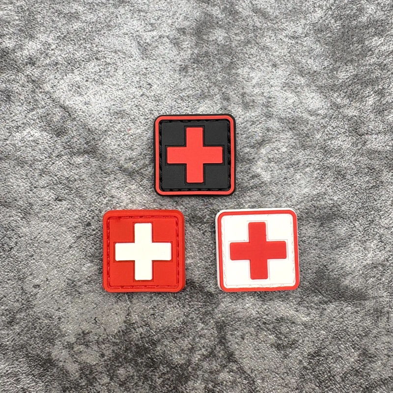 Square Minimalist Pattern Armband Patch Badge Applique Pvc Glow-In-The-Dark Armband Clothing Hat Bag DIY Decorative Patch with Matching Hook and Loop Backing