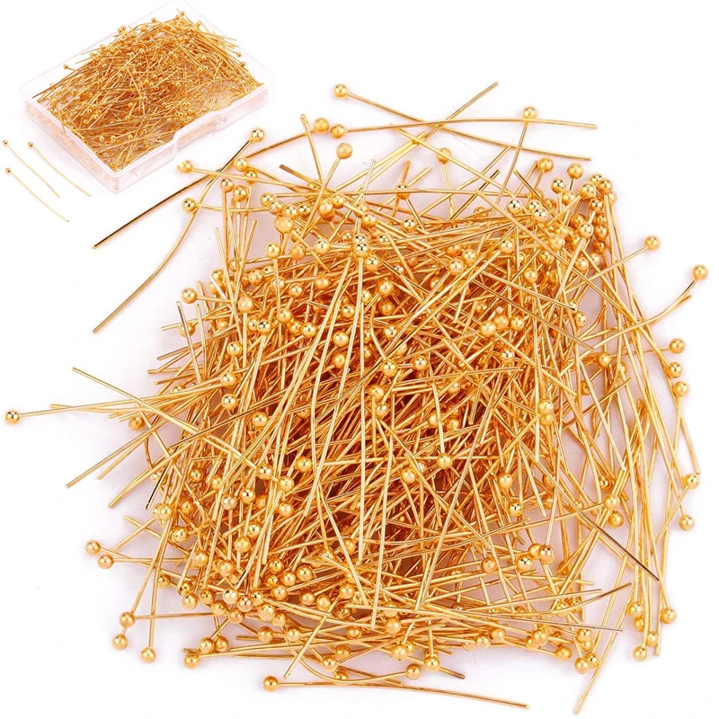

100pcs Stainless Steel Ball Pins Silver Gold Plated Head Pin for Beads Threading Jewelry Making DIY Craft Handmade Accessories