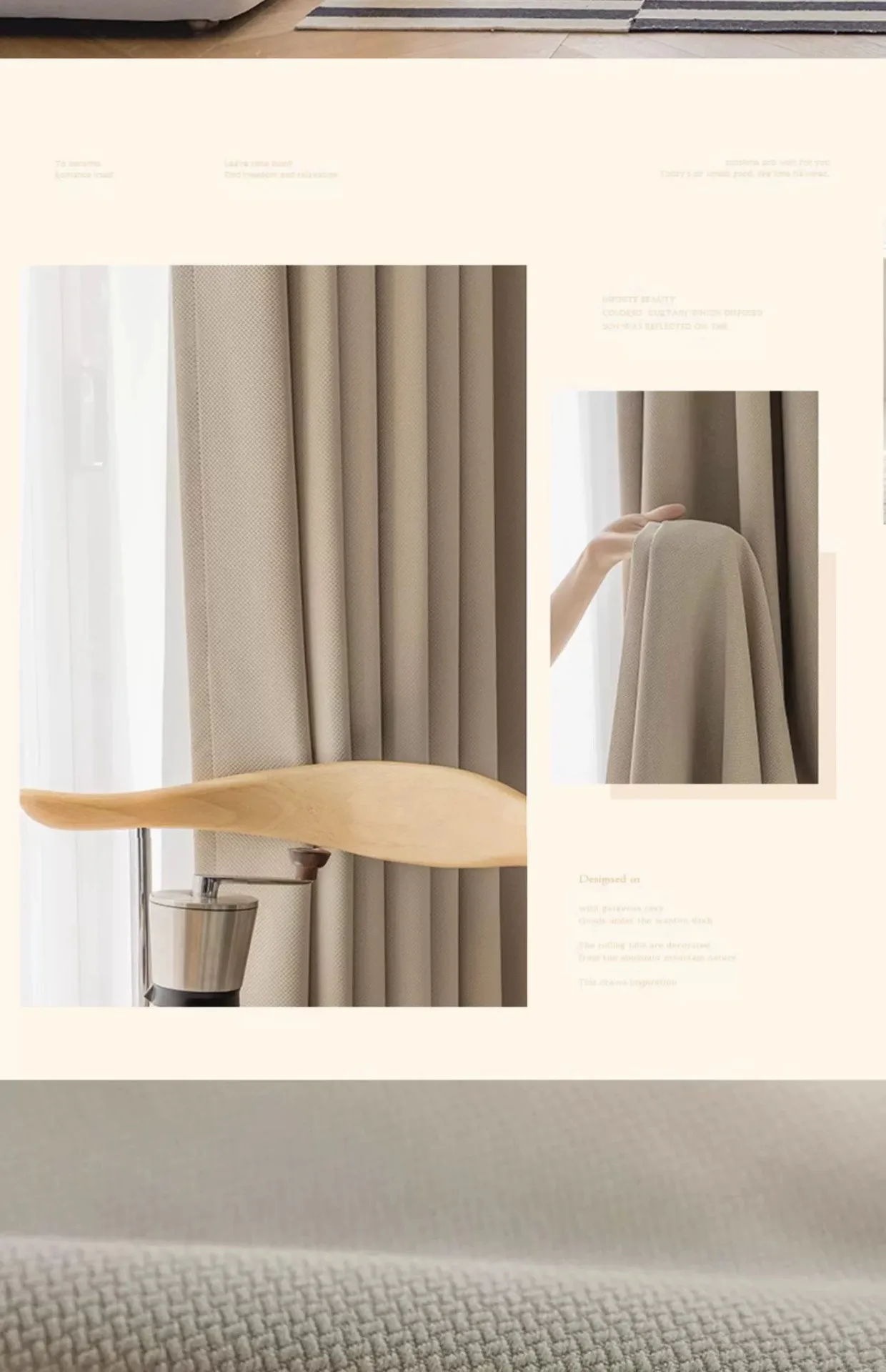 Moderne, schlichte, cremefarbene Wind-Verdunkelungsvorhänge für Wohnzimmer, Esszimmer, Schlafzimmer, Fenster, Sonnenschutz, Vorhang aus Baumwolle und Leinen – Detail 25