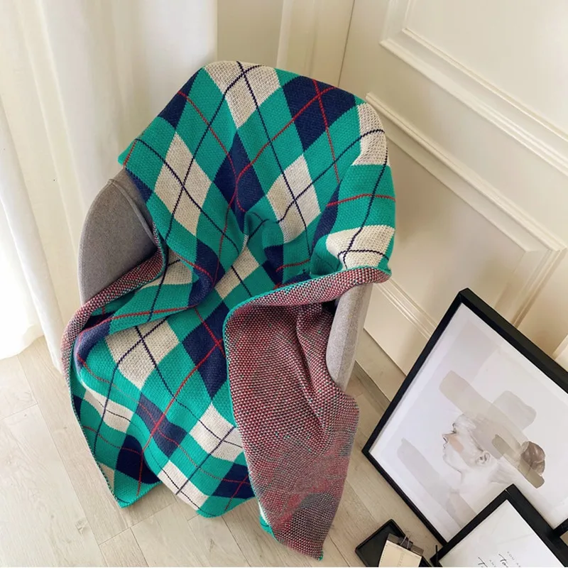 Summer Thin Light Luxury Plaid Shawl Blanket Office Siesta Air Conditioning Blanket Trend