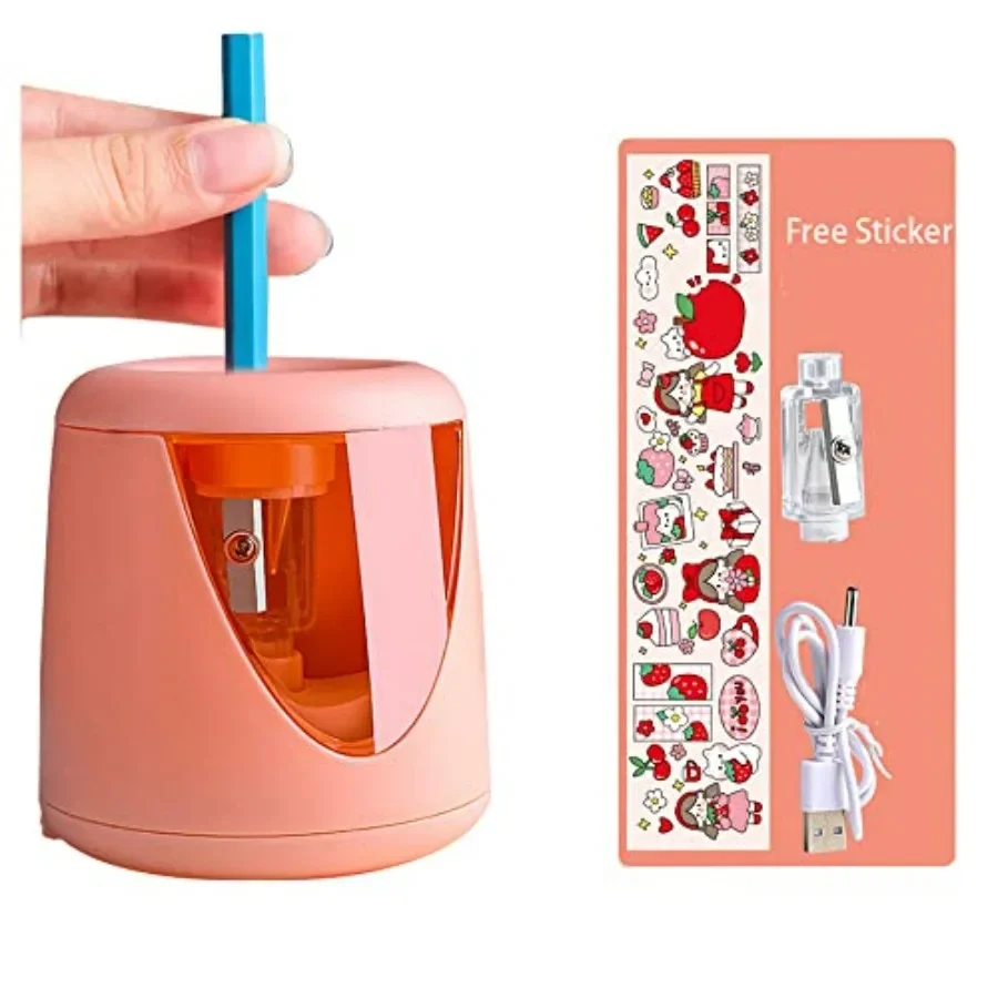 مبراة أقلام كهربائية بتصميم لطيف وميزة حفظ قلم رصاص لأقلام الرصاص الملونة مقاس 68.5 مم تمنح حادة سريعة وفعالة