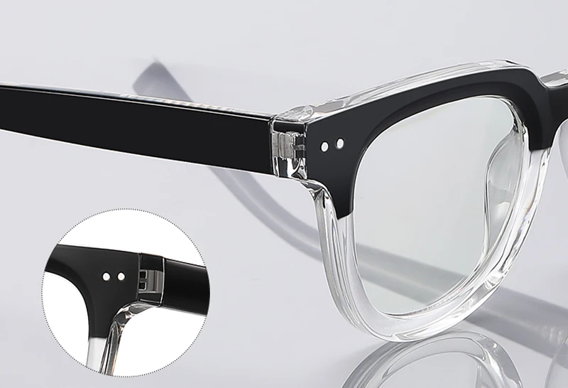 Peekaboo TR90 Anti-Blaulicht-Brille für Herren, Retro-Stil, klare Gläser, optischer Brillenrahmen, Damen, klare Gläser, Nieten, Unisex – Detail 14