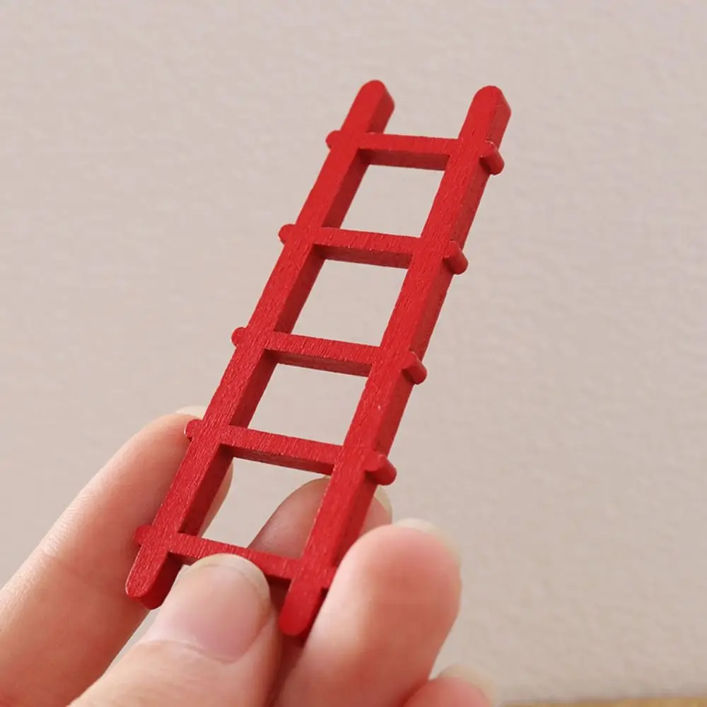 

Miniature Model Wooden Ladder Dollhouse Dollhouse DIY Red White Dollhouse Mini Ladder Wooden Cute Creative Figurine Stairs Toys