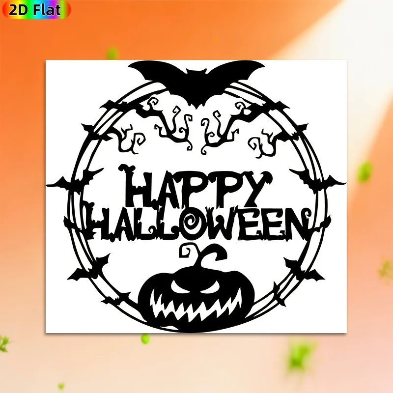 CIFBUY Metal Wall Art 2D Flat Jack O Lantern Bat Sculpture Weather Resistant Indoor Outdoor Garden Porch Home Decor Ornament