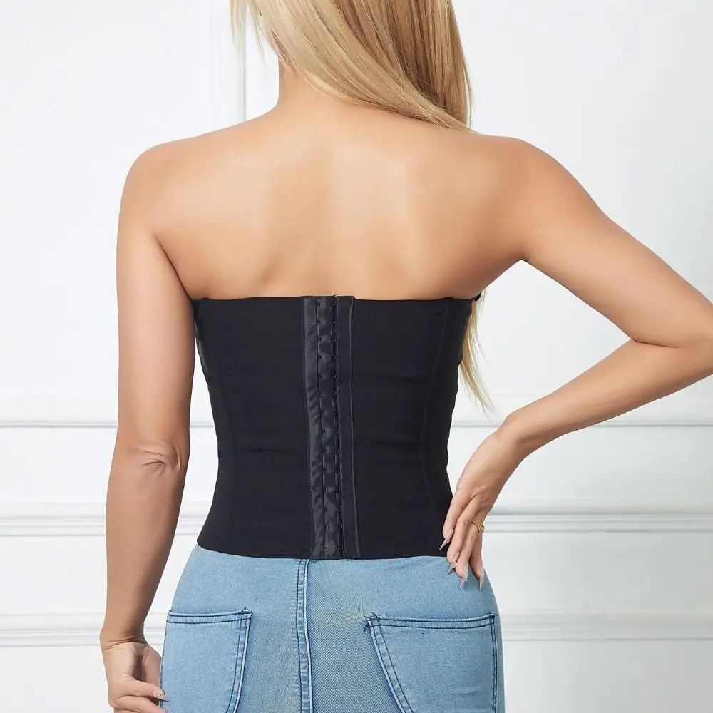 Fashion Necktie Strapless Sliming Vest Slim Fit Tank Women Corset Streetwear Sleeveless Crop Tube Tops Ladies