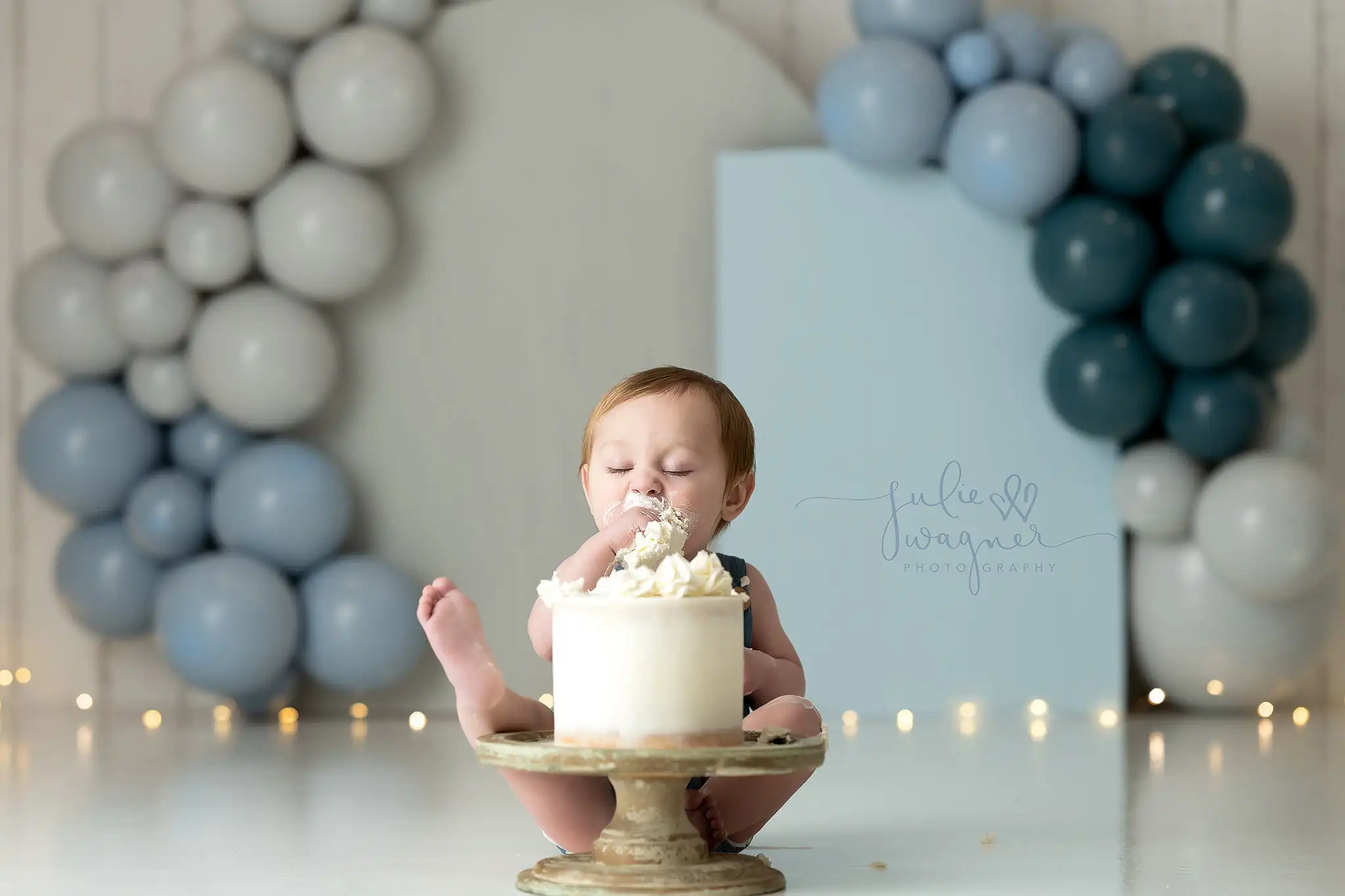 Baby Blue Birthday Backdrops Kids Newborn Birthday Cake Smash Photography Child Baby Photocall Decors Arch Door Backgrounds