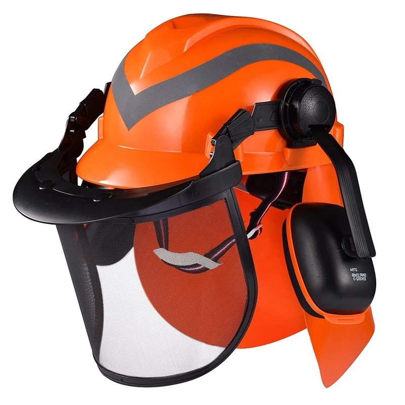 [NEW!A25P】 Industrial Chainsaw Safety Gear- Adjustable Helmet With Ear Mesh And Clear Plastic Visors For Forestry And Arborist
