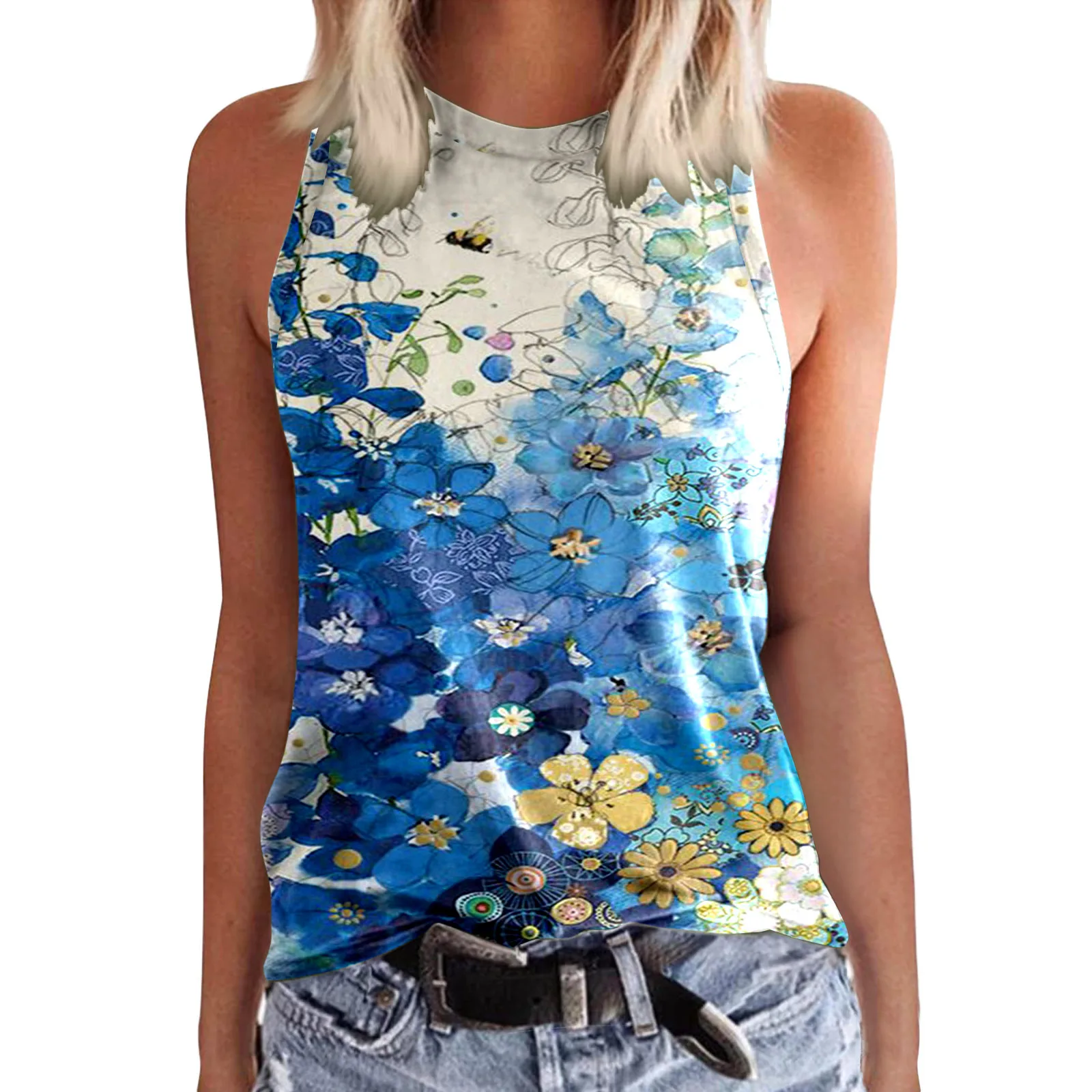 New Summer Flower Floral 3D Printed Tank Top Woman Fashion Oversized Sleeveless O-Neck Vest Streetwear Camisole Women\'s Clothing