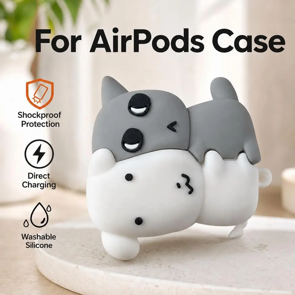 Korea 3D Cartoon Hug Ganadi Dog Cat Case for AirPods Pro Pro 2 Pro 3 4 Silicone Earphone Accessories Headphone With Hook