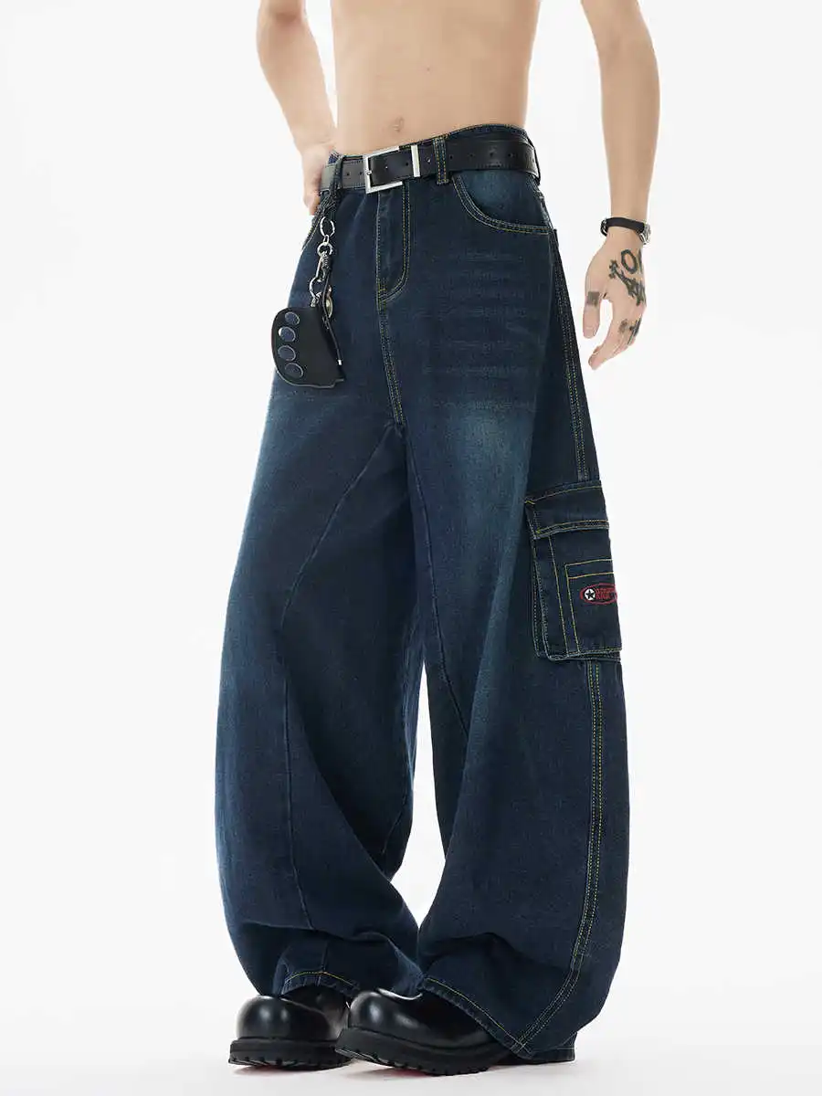 

Женские темно-синие мешковатые джинсы Y2k в стиле Харадзюку, винтажные джинсовые брюки-бойфренды, японский стиль 2000-х годов, джинсы в стиле гранж, брюки, одежда 2025