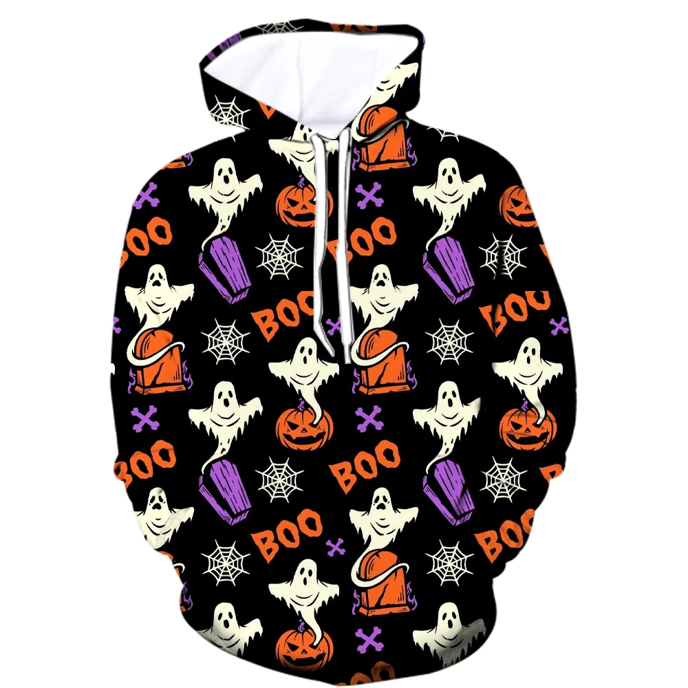 

3D Print Cute Ghost Graphic Men's Hoodie Creative Personality Design Loose Long Sleeve Top Autumn Winter Halloween Theme Clothes