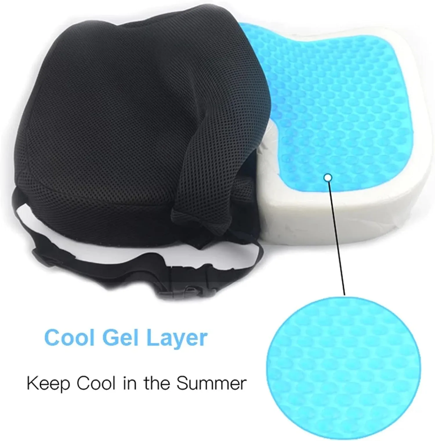 Gel-Memory-Foam U-förmiges Sitzkissen für Massage, Auto, Bürostuhl, für langes Sitzen, Steißbein- und Rückenschmerzen-Linderung