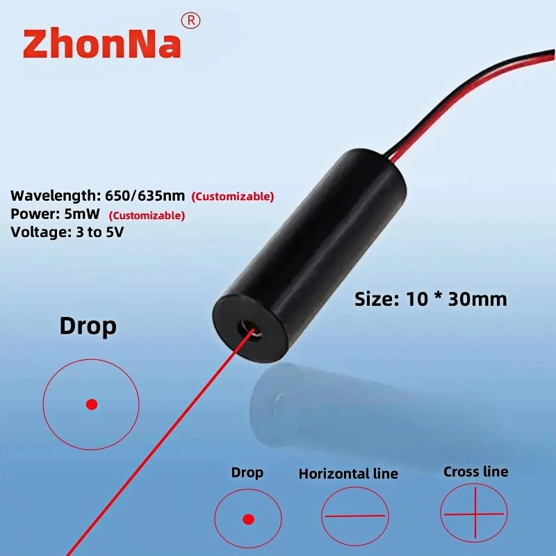 635nm  Red Laser Module, 10x30mm, Single Point Optics, Locator Aiming Glass Lens, 3-5V Input Voltage, Installation Accessorie