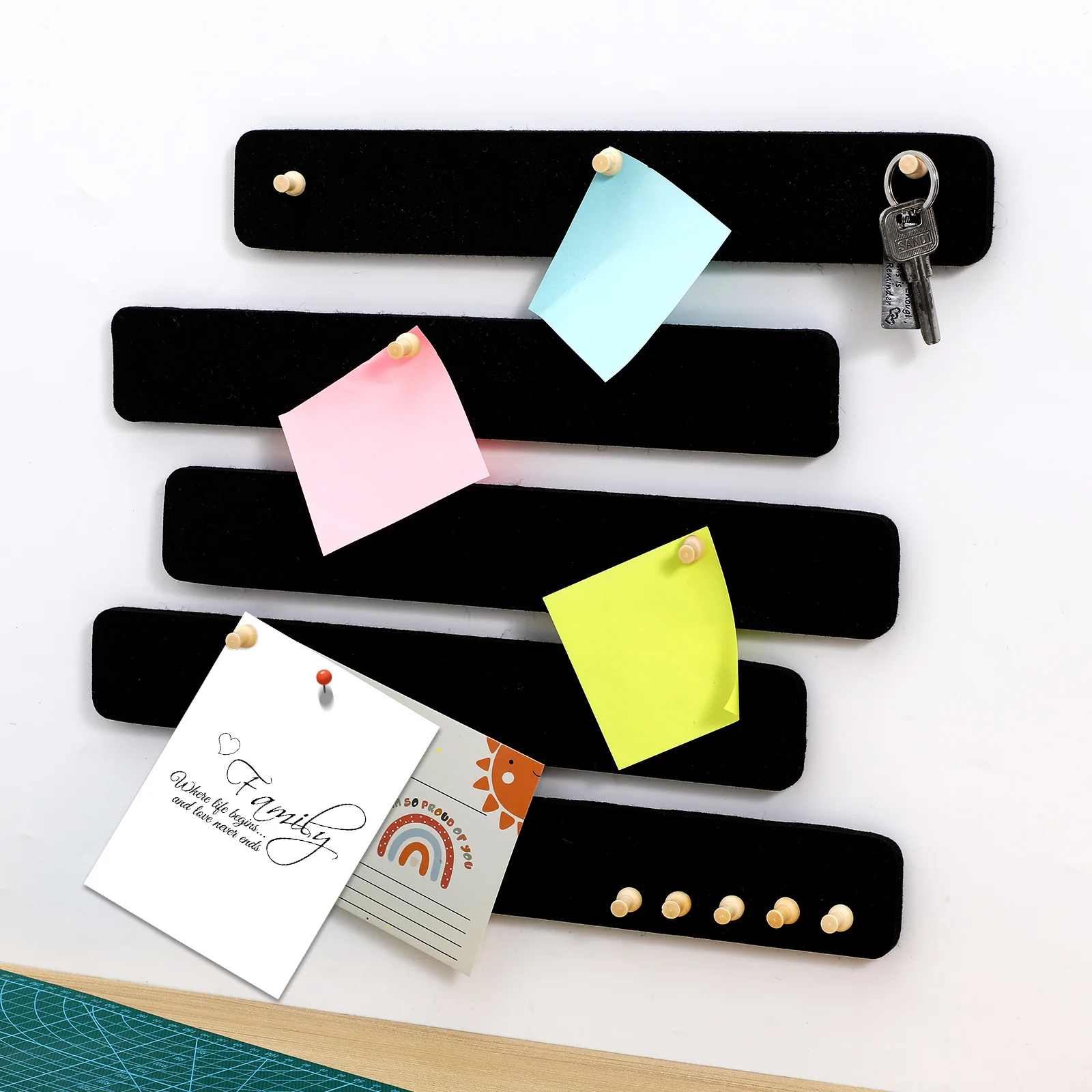 5pcs Felt Bulletin Strips Memo Board Wall Photo Display Schedule ganizer Holder Office Desk Note Reminder