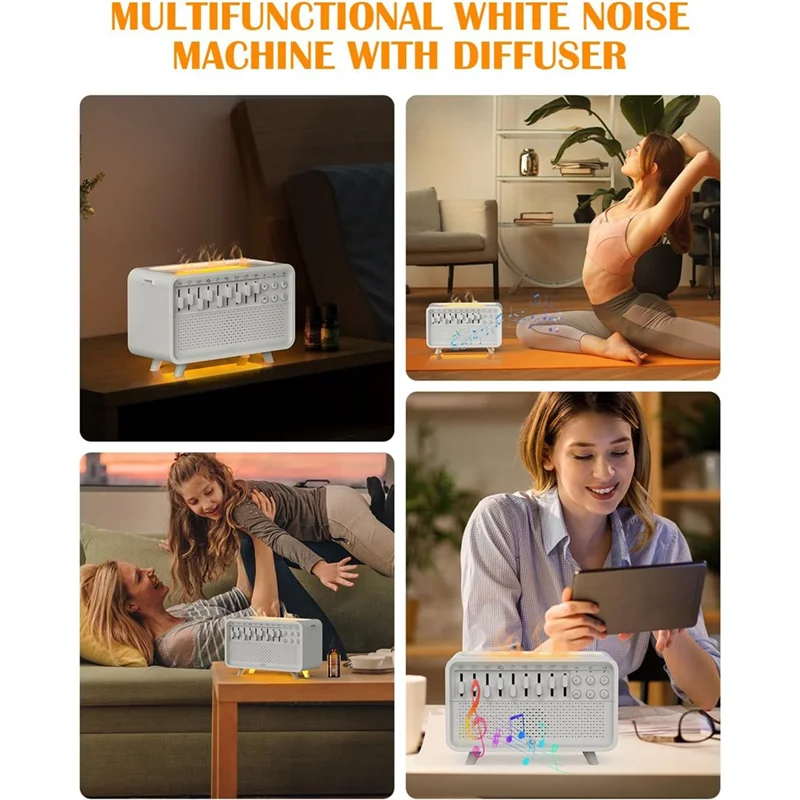 A53M New Bluetooth Speaker White Noise Machine Diffuser Air Aroma Diffuser Humidifier Machine With 8 Group Nature Sound US Plug