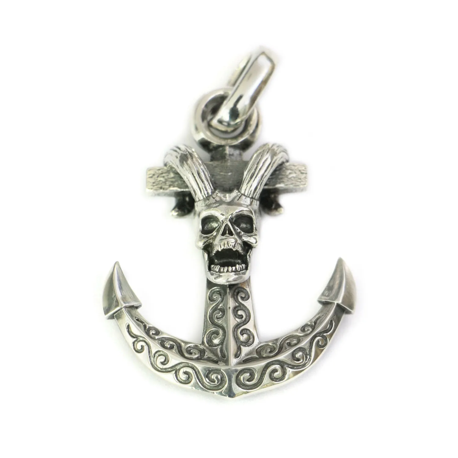 

Details Devil Skull Anchor 925 Sterling Silver Pendant TA142