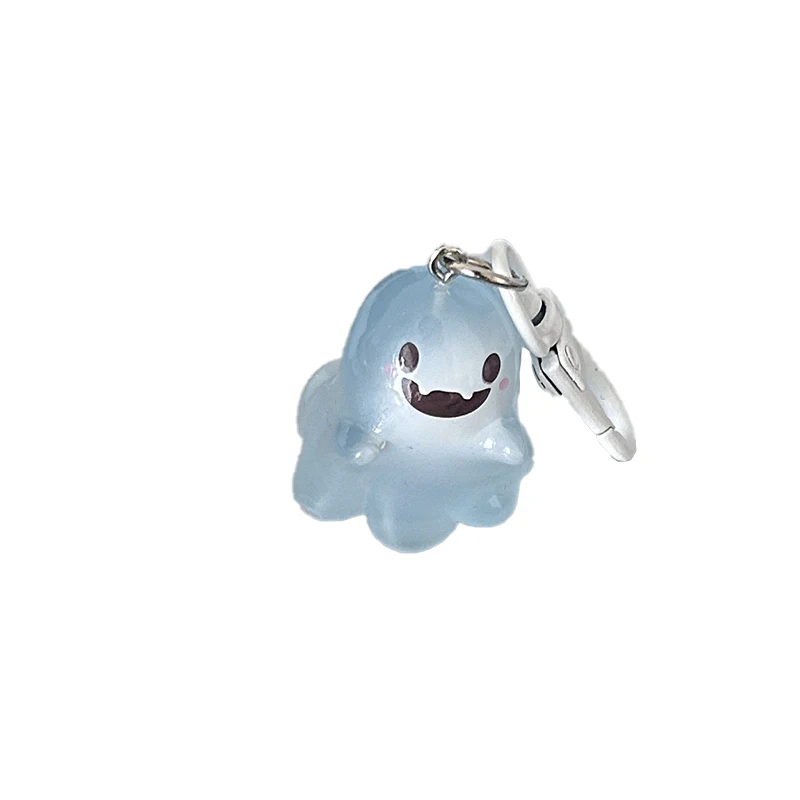 Halloween Glowing Ghost Keychain On The Phone Cartoon Jelly Doll Bag Charm Pendant Car Key Ring Decoration Gift