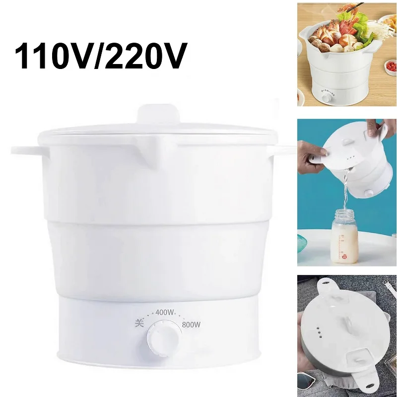 

110V/220V Portable Electric Kettle Travel Fold Electric Cook Pot Mini Electric Hot Pot Multi-functional Pot Cook Noodle Pot 1.2L