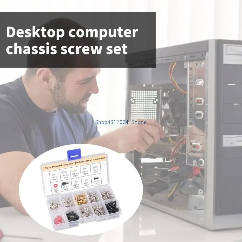T3LB 228/280/360Pcs Screws Computer Repair Standoffs Spacer Screw Assortment Hard Drive Computer Case Motherboard Fan Screw