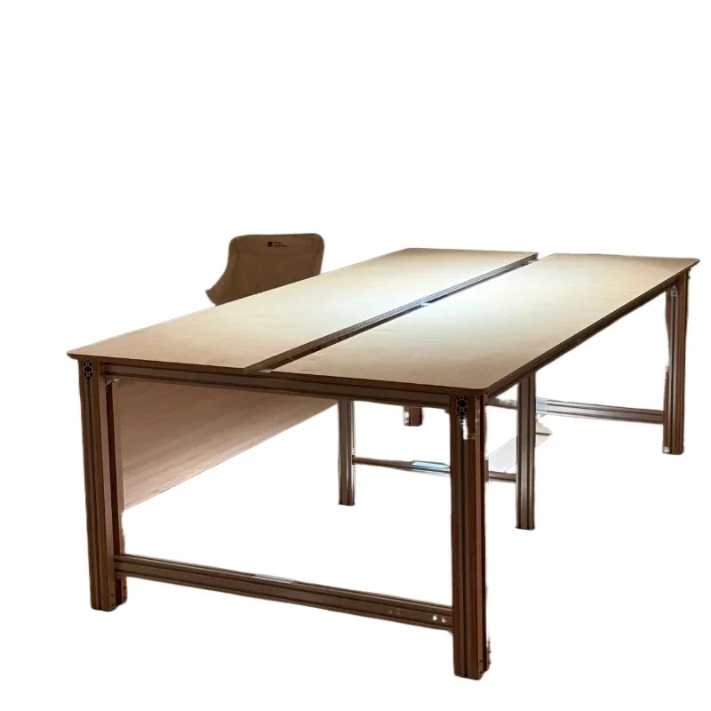 Nordic solid wood minimalist long table, living room workbench, log dining table, simple and modern negotiation