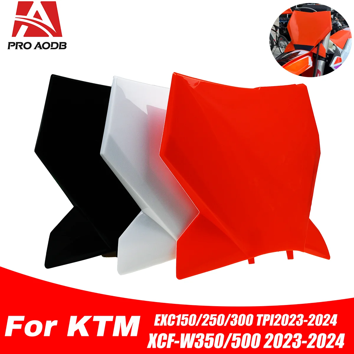 

Motocross Dirt Pit Bike Plastic Front Number Plate Compatible With KTM SX EXC XC Series 150cc-500cc 2023-2024 Models