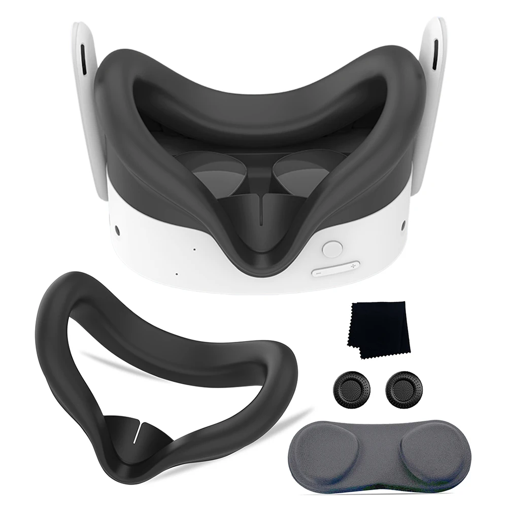 Silicone Cover Set Silicone VR Face Cover with Len Protector & Joystick Cover VR Accessories Protective Cover for Meta Quest 3S
