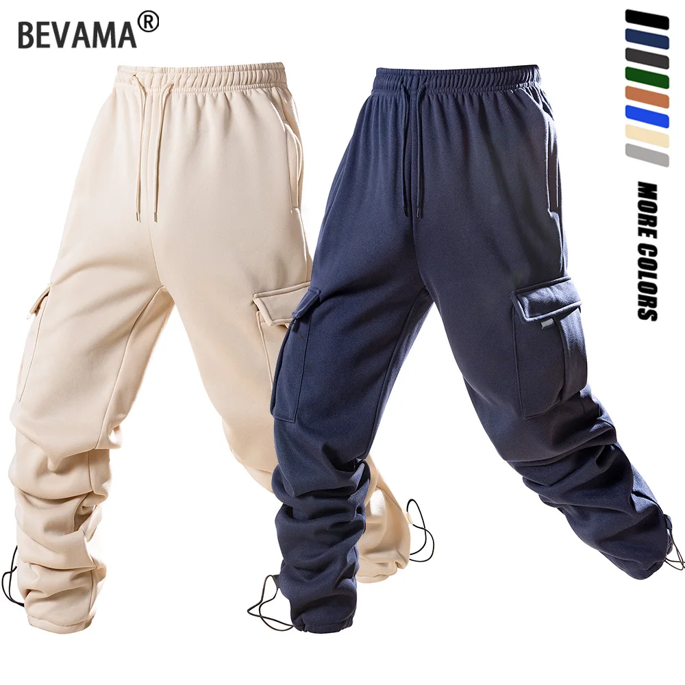 

Mens Casual Cargo Pants Autumn Winter Joggers Sweatpants Running Sports Gym Trousers Fashion Solid Color Workout Long Pants