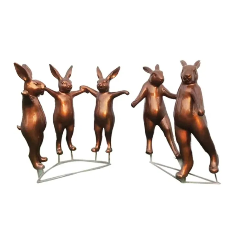 

【Factory Price】Dancing Bronze Rabbit Sculpture Garden Animal Brass Rabbit Statue
