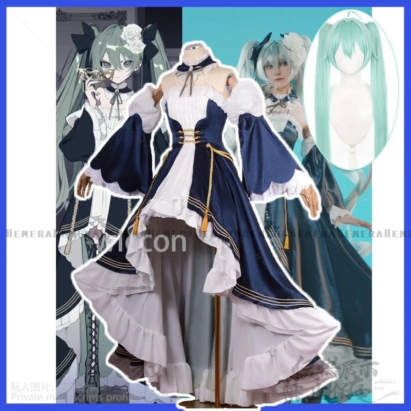 

Game Project Sekai Cosplay Mikuku Moon Party Evening Dress Lolita Cos Wigs For Girls Woman Halloween Christmas Customized